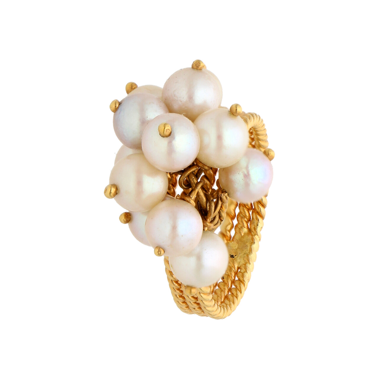 Anello oro giallo con fiore di perline_3