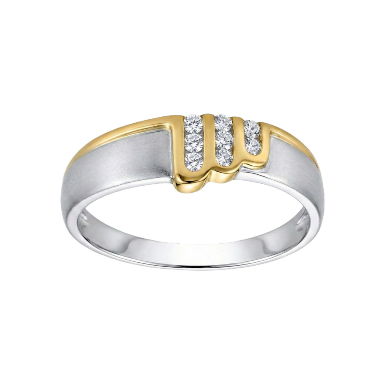 Ring aus zwei Goldarten mit Diamanten 0,19ct