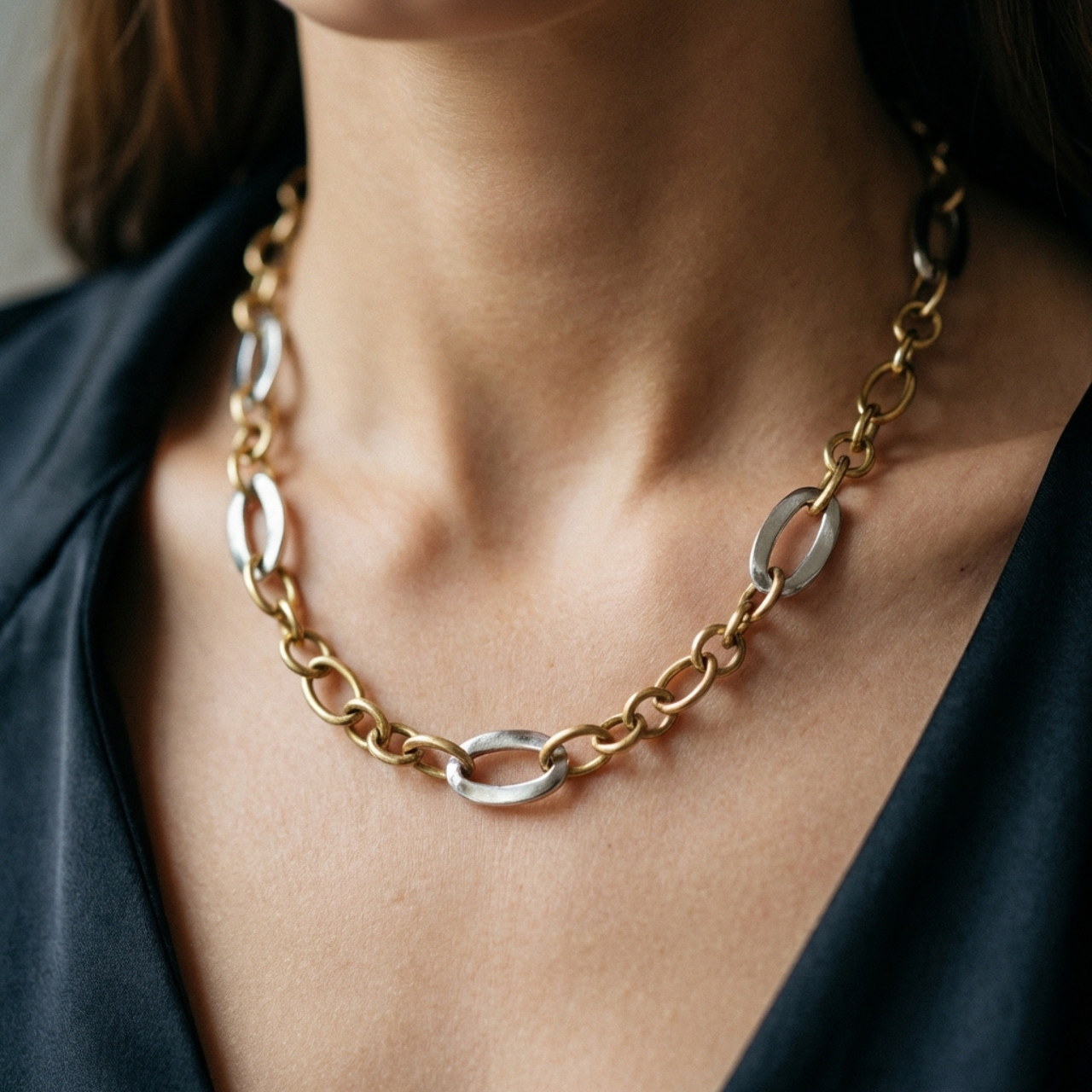 Collana moderna in oro giallo e bianco_3