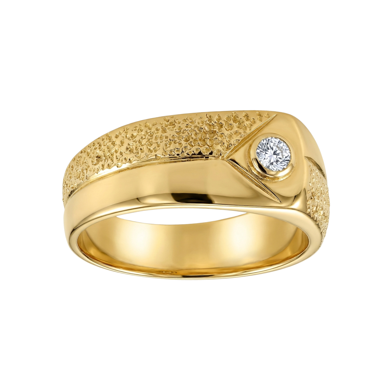 Herrerring aus 18 Karat Gelbgold mit Brillant-Diamant