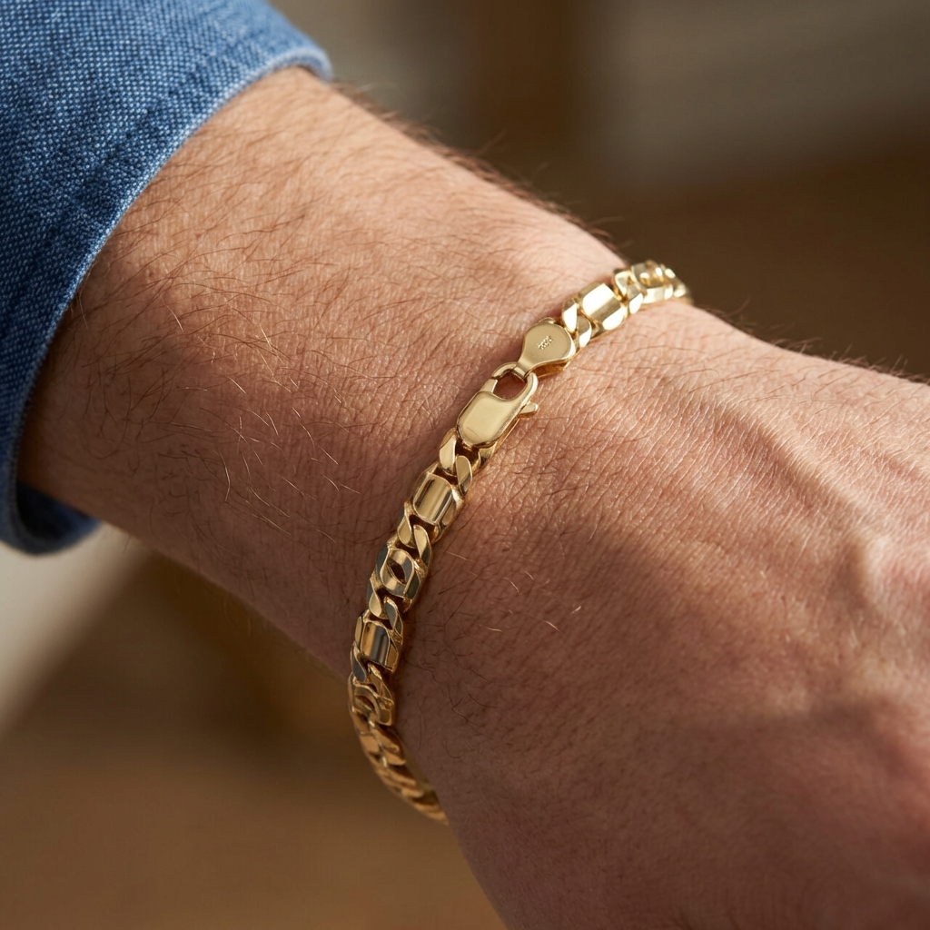 Bracciale in oro giallo maglia occhio di pernice_4