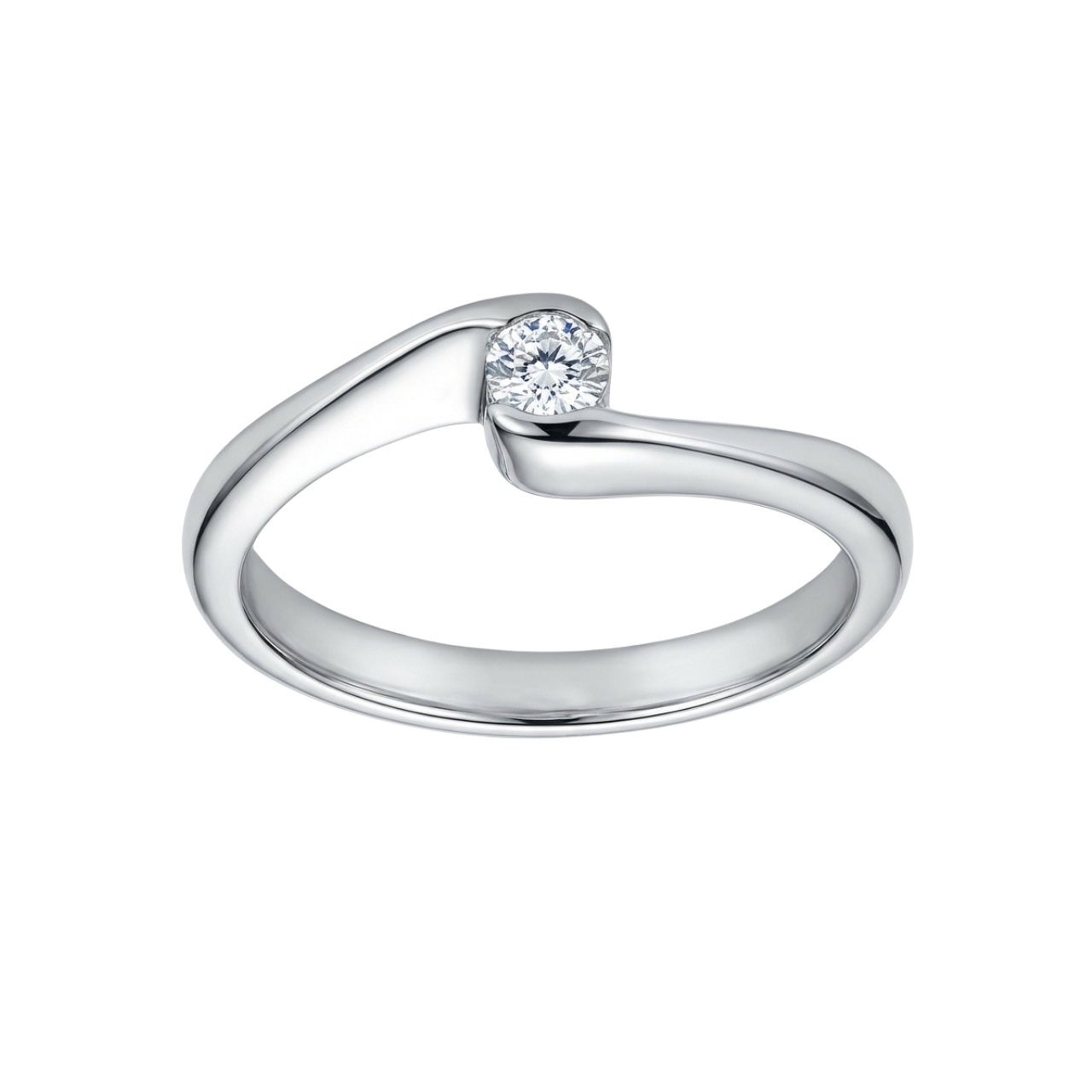 Weißgold-Solitär-Ring mit Diamant