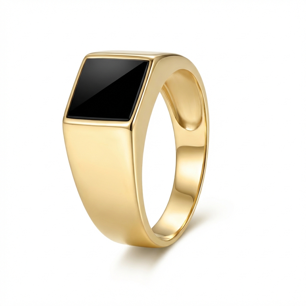 Anello uomo in oro giallo con onice_2