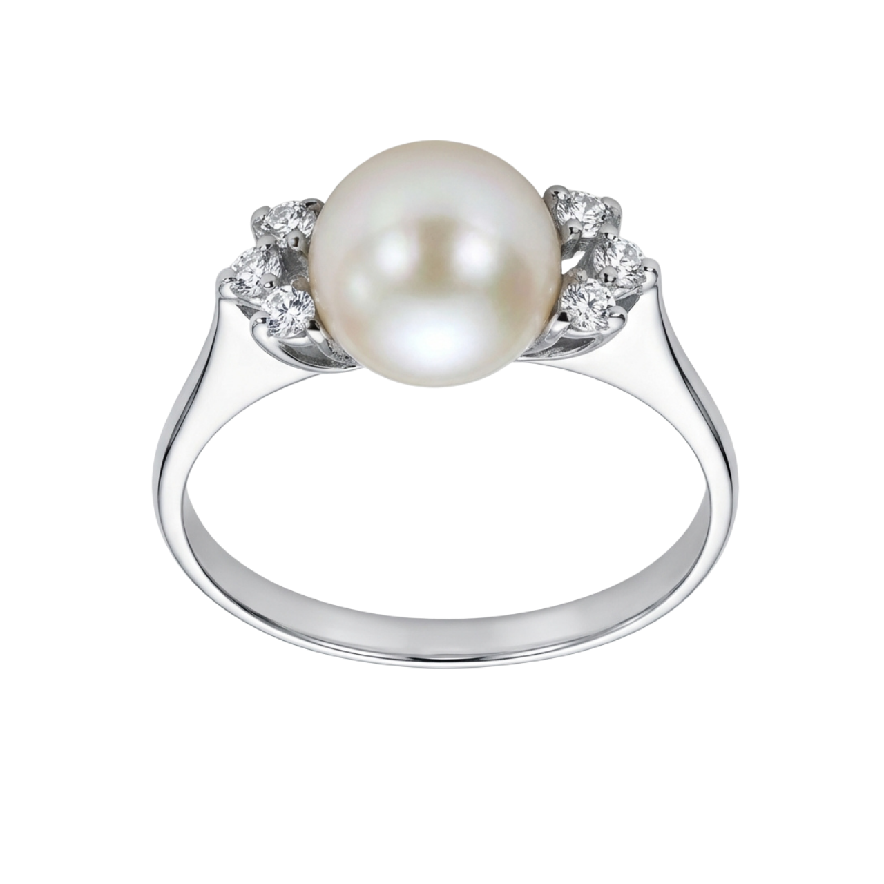 Anello oro bianco con perla e diamanti_1