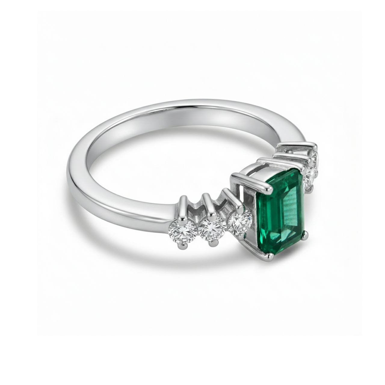 Anello oro bianco con smeraldo e diamanti_3