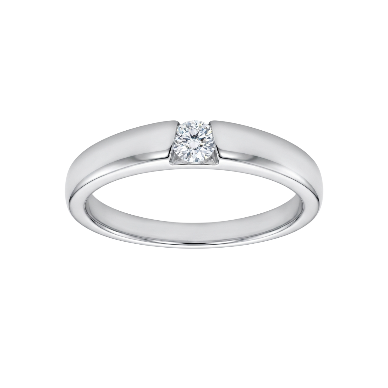 Weißgold-Solitär-Ring mit Diamant