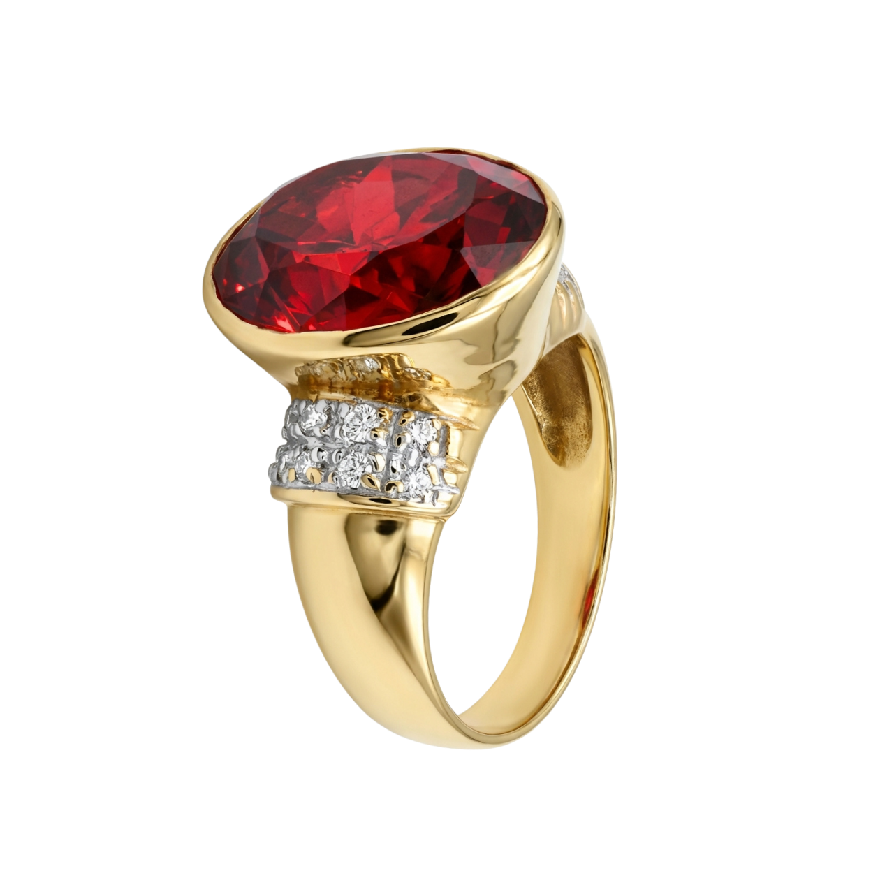 Anello oro giallo con quarzo rosso e zirconi_2