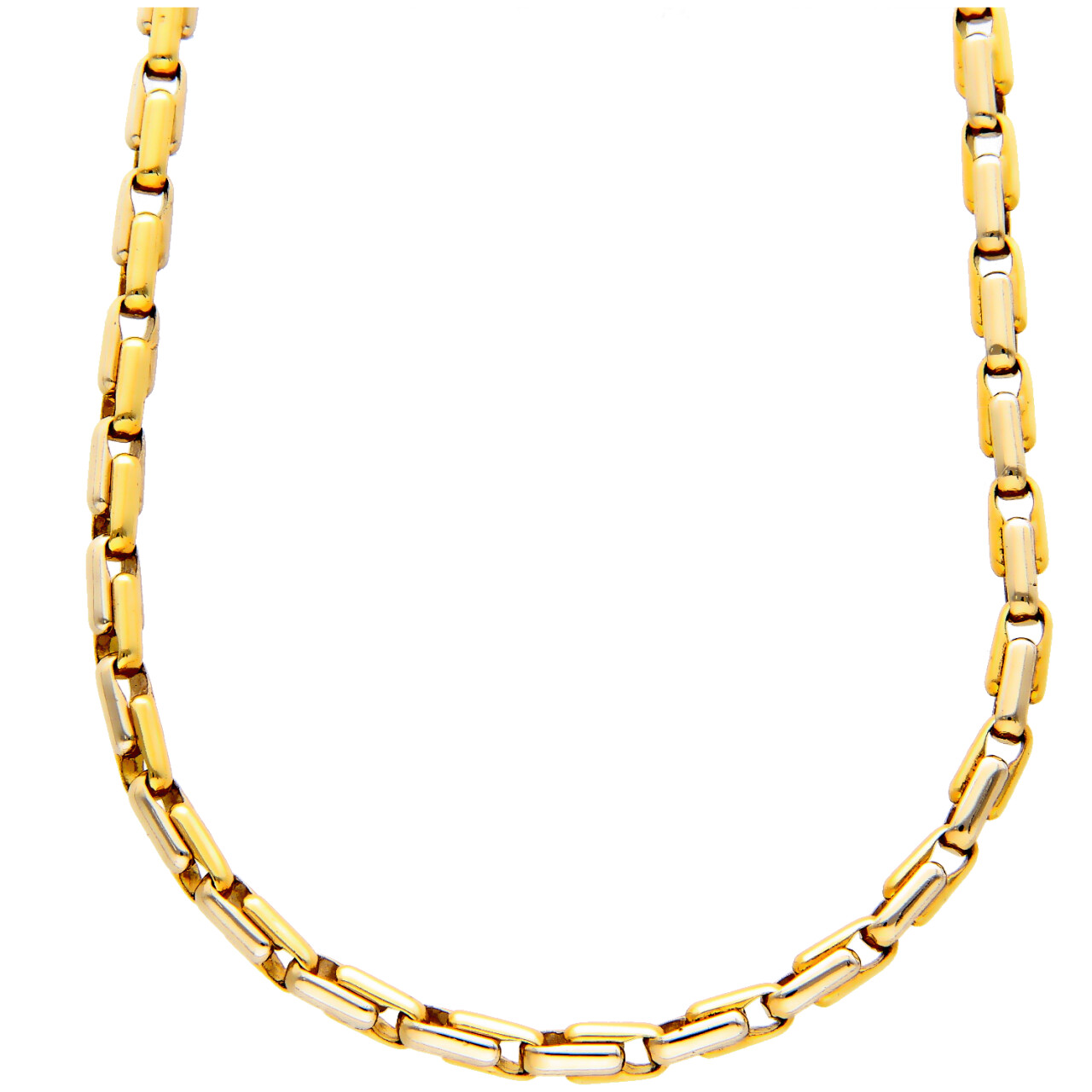 Collana in oro giallo e bianco maglia tubolare_3