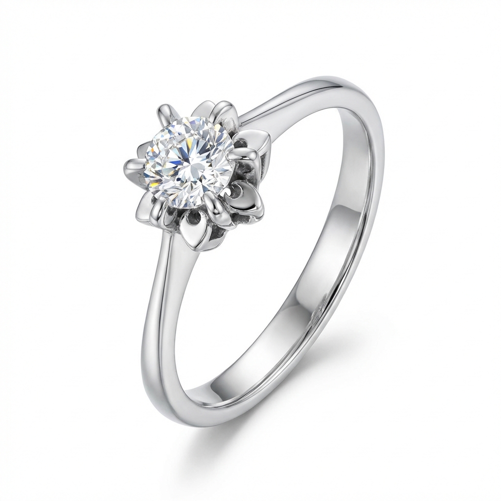 Anello fiore solitario con diamante_2