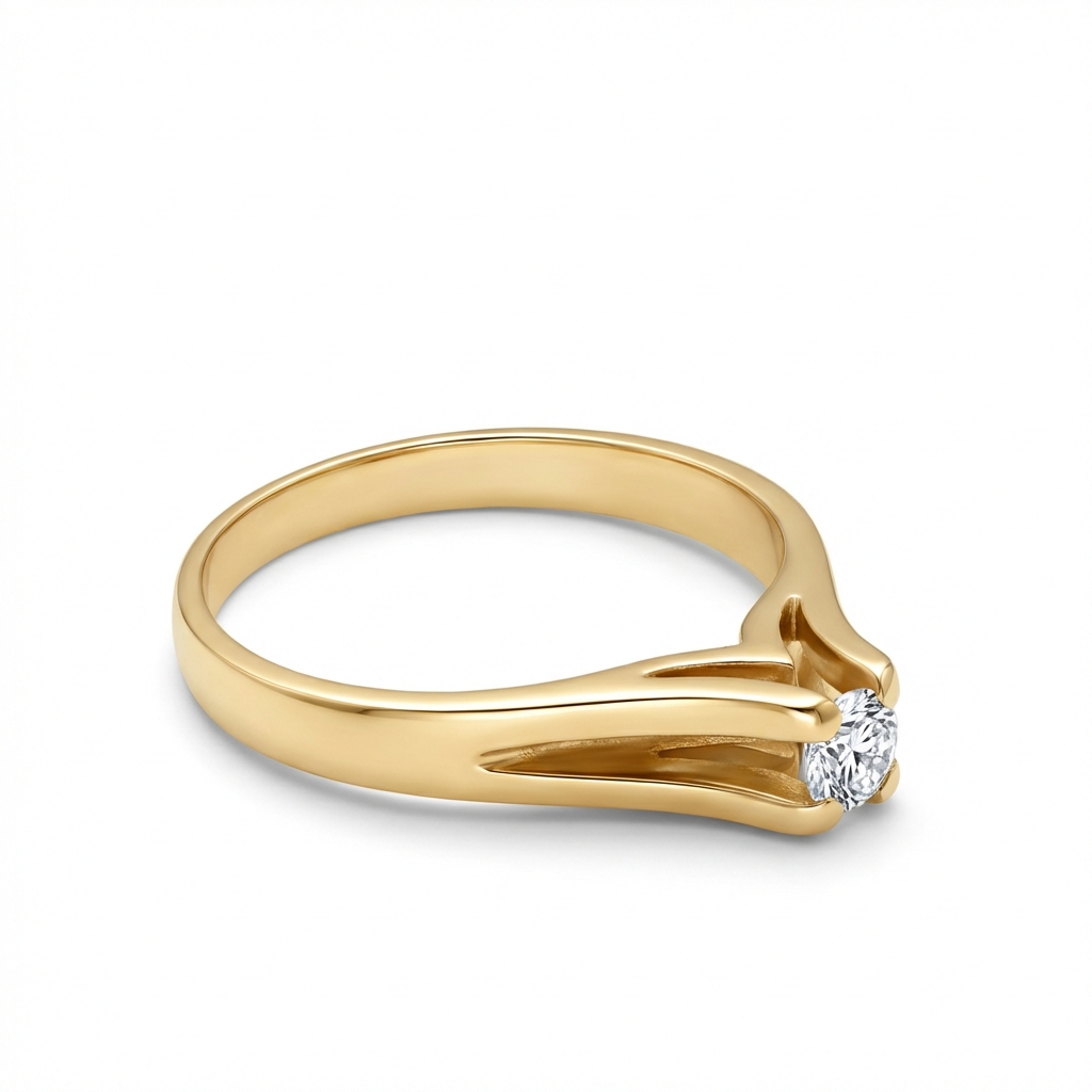 Anello solitario in oro giallo con diamante_3