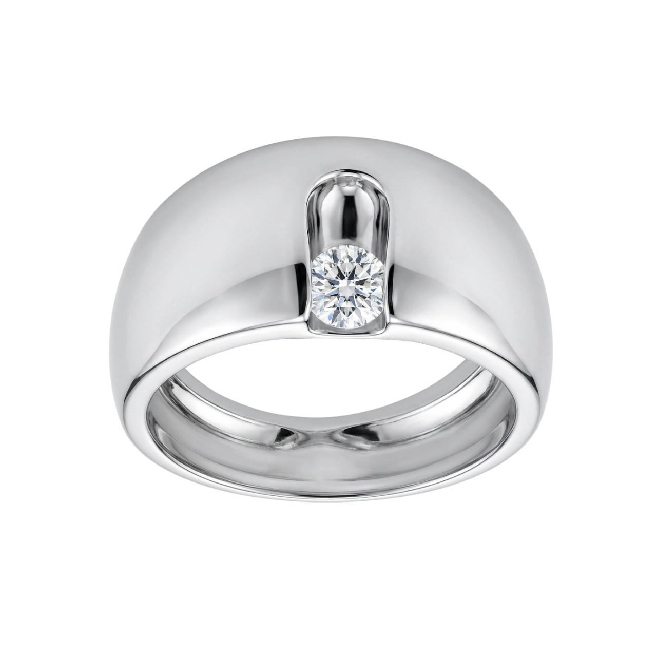 Anello a fascia in oro bianco con diamante_1