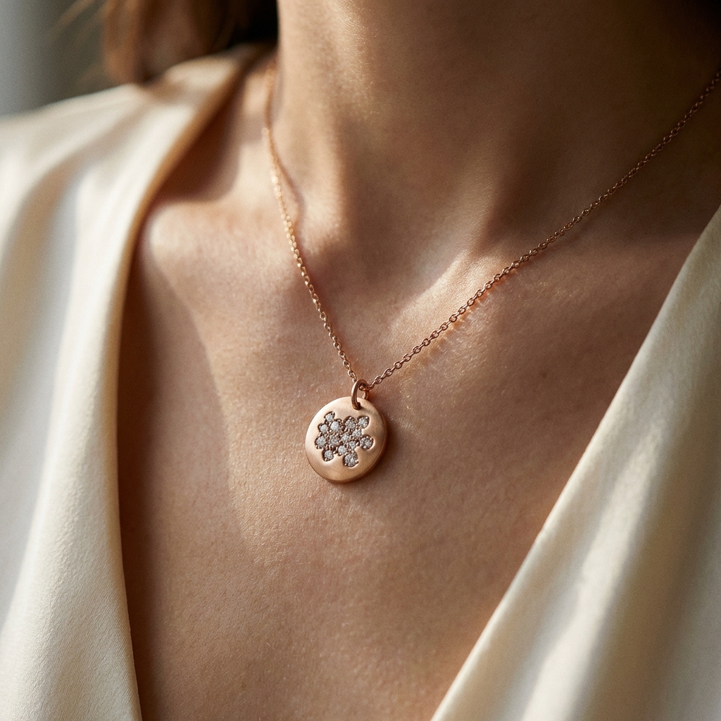 Collana oro rosa con pendente diamanti_3