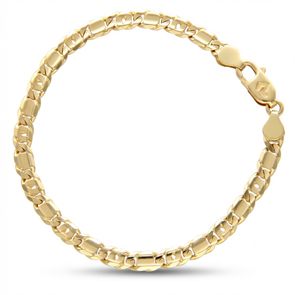Armband aus 18 Karat Gelbgold mit massiver Pernaugen-Gliederkette