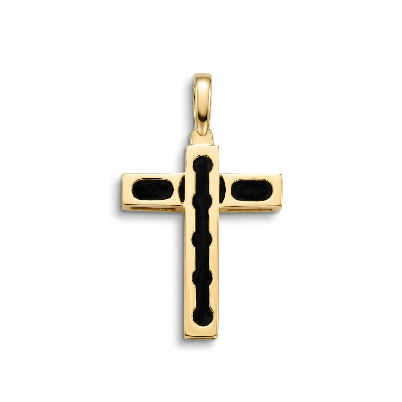 Ciondolo oro giallo e bianco croce nera_1