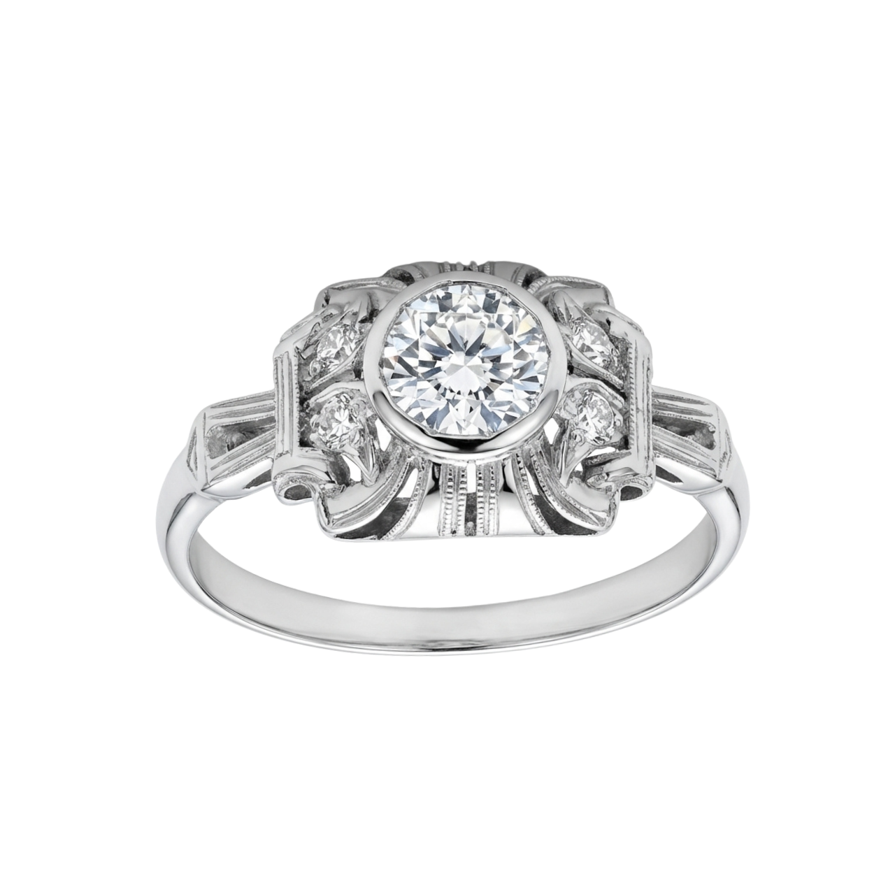 Antiker Ring aus 18 Karat Weißgold mit Diamanten