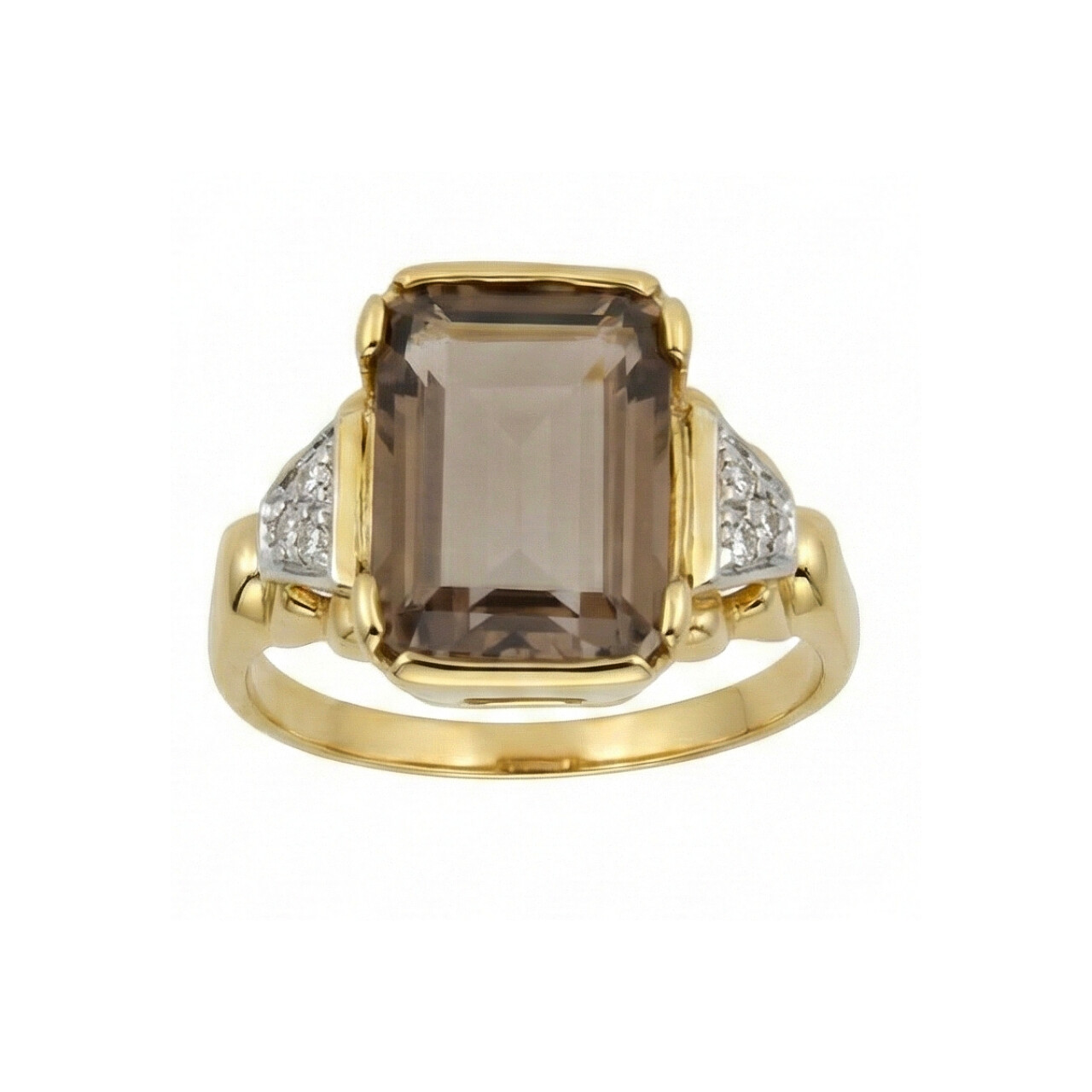 Anello oro giallo con quarzo morione e diamanti_1