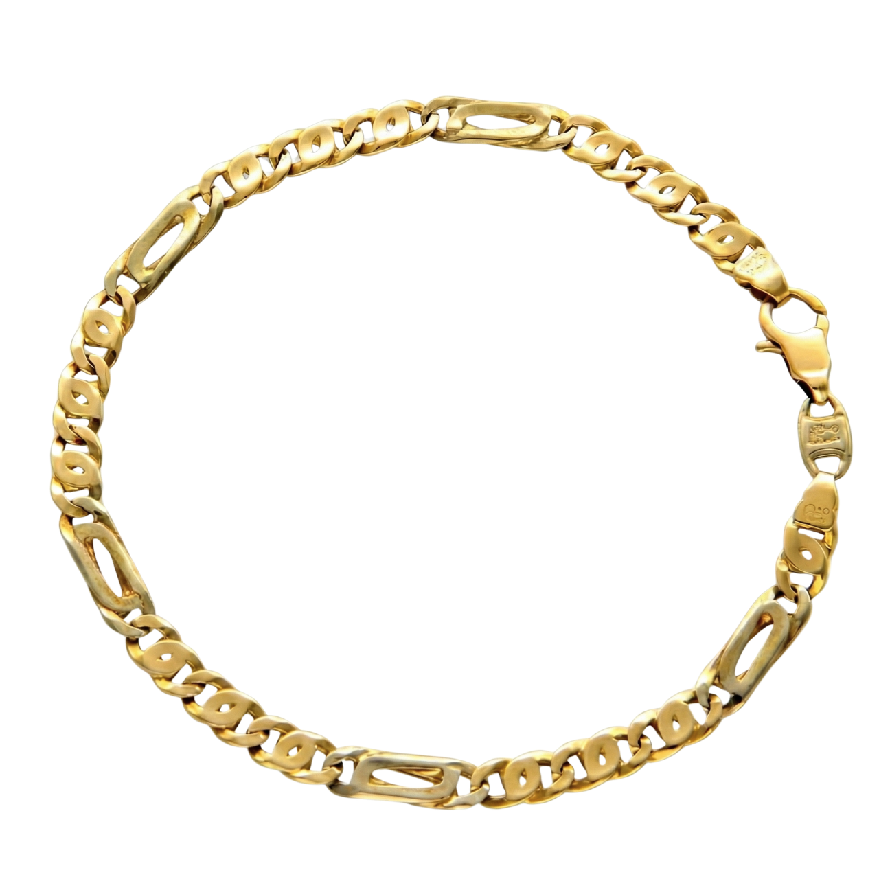 Armband aus Gelb- und Weißgold im Vollglieder-Design „Rebhuhnauge“