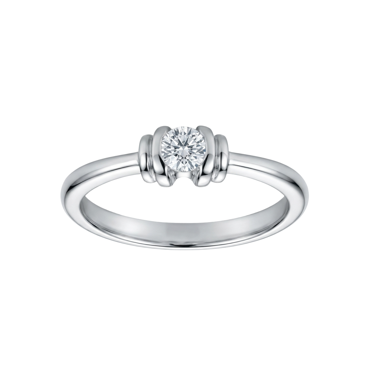 Weißgold-Solitär-Ring mit Diamant