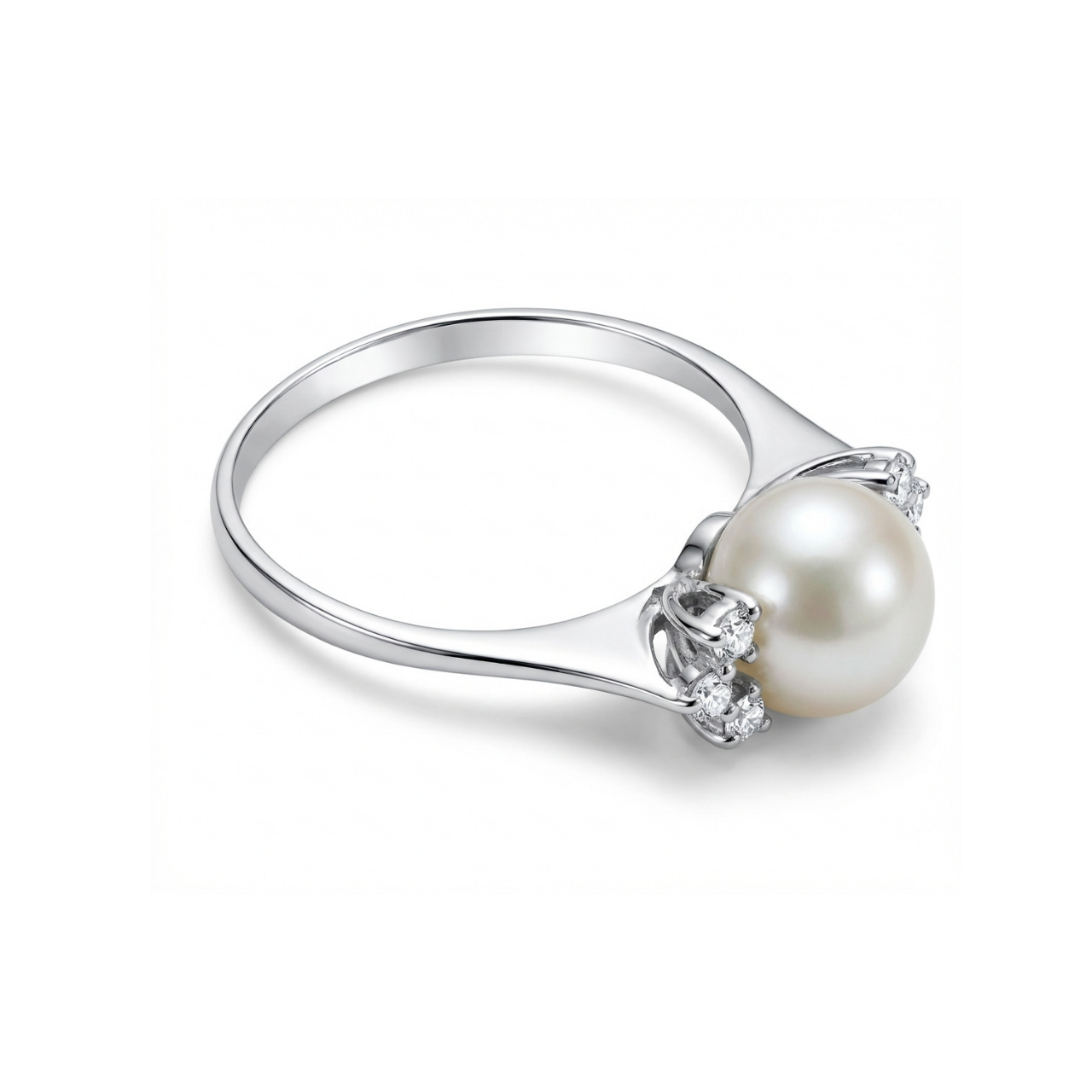 Anello oro bianco con perla e diamanti_3