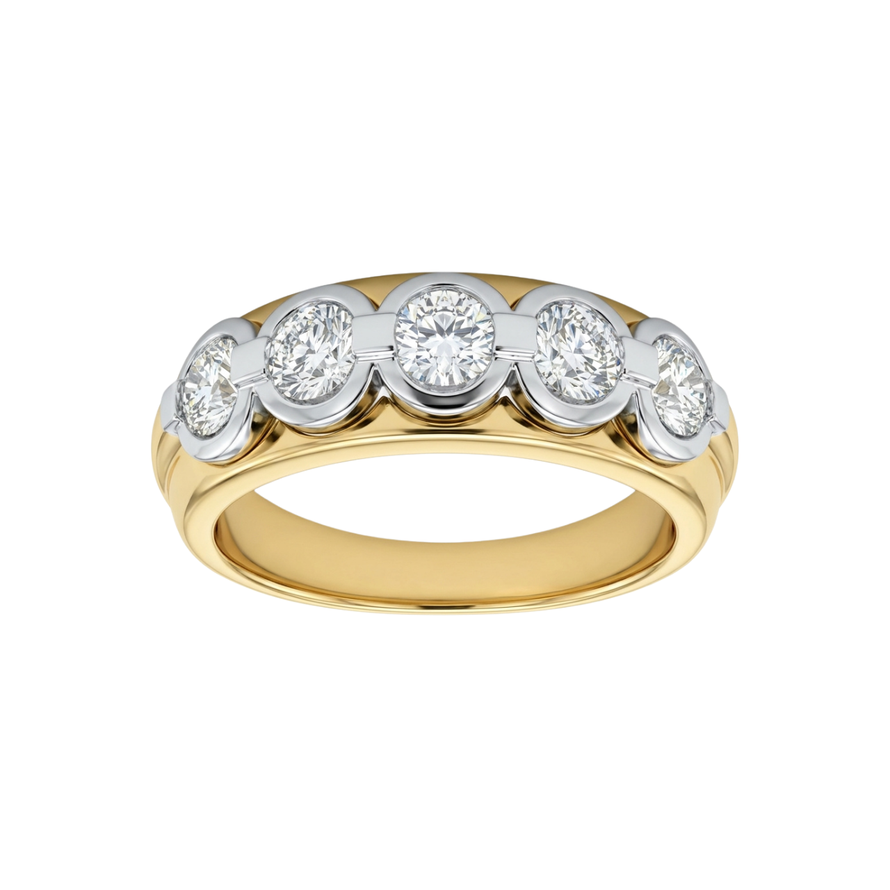 Anello con diamanti in oro giallo e bianco_1