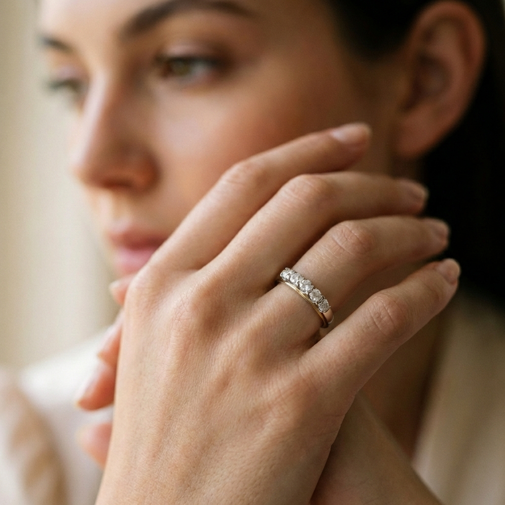 Anello in oro giallo e bianco con diamanti_4