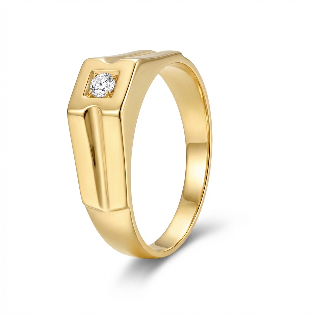 Anello uomo in oro giallo con diamante_2