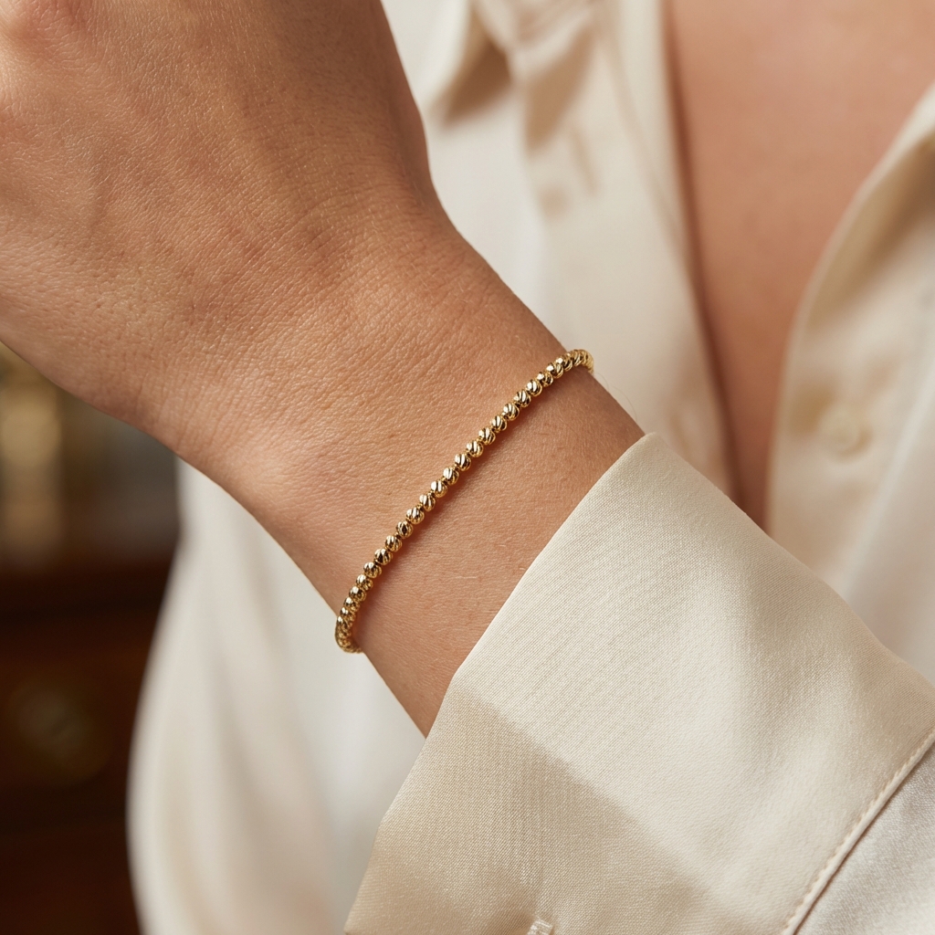 Bracciale oro bianco con sfere effetto diamantato_4