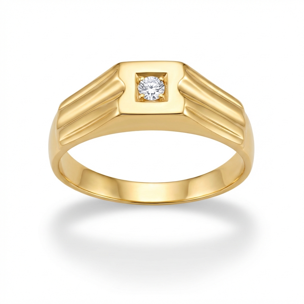 Anello uomo in oro giallo con diamante_1