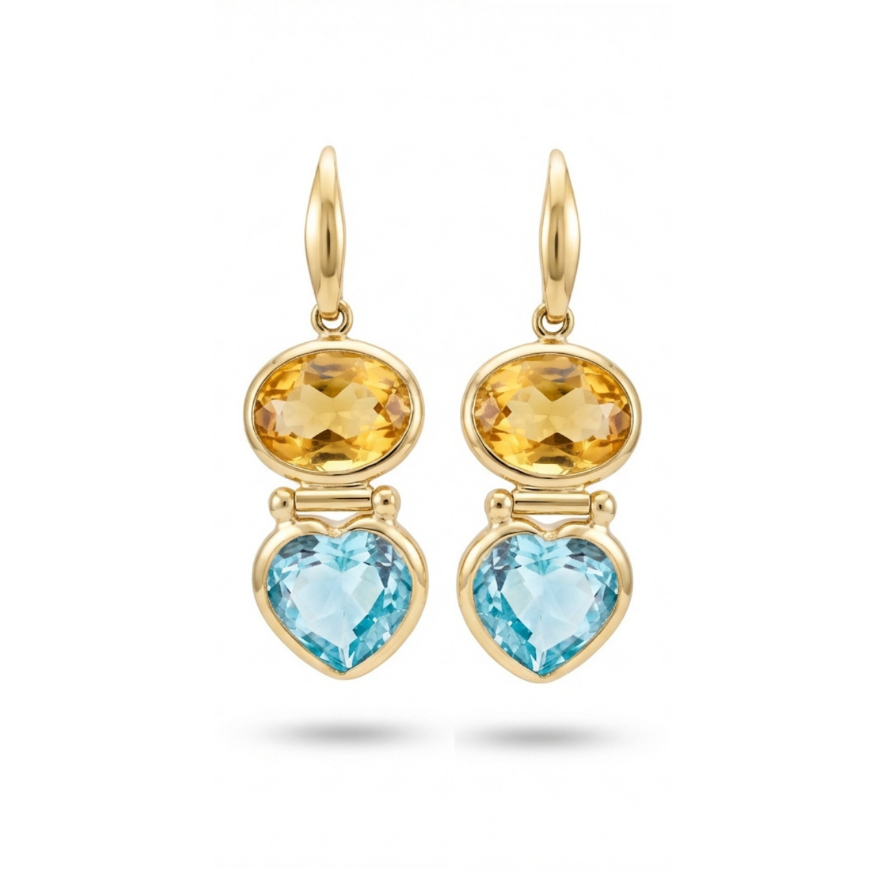 Coppia orecchini oro giallo con quarzi