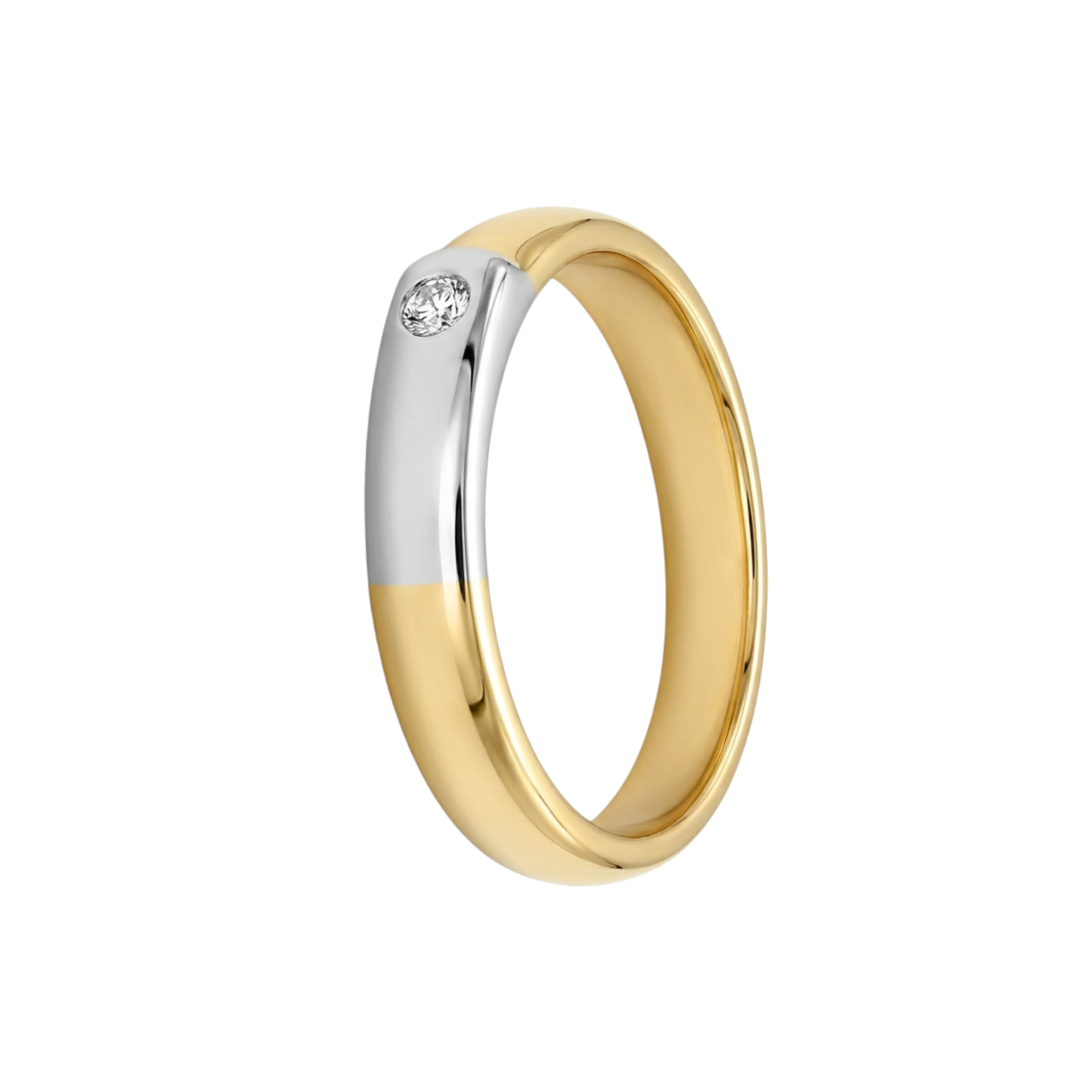 Anello in oro giallo e bianco con diamante_2