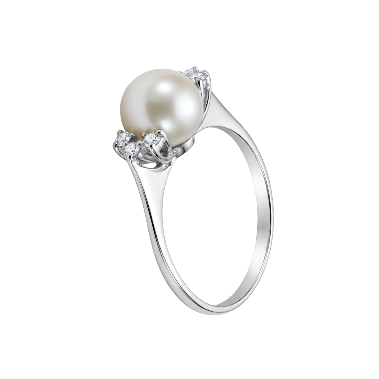 Anello oro bianco con perla e diamanti_2