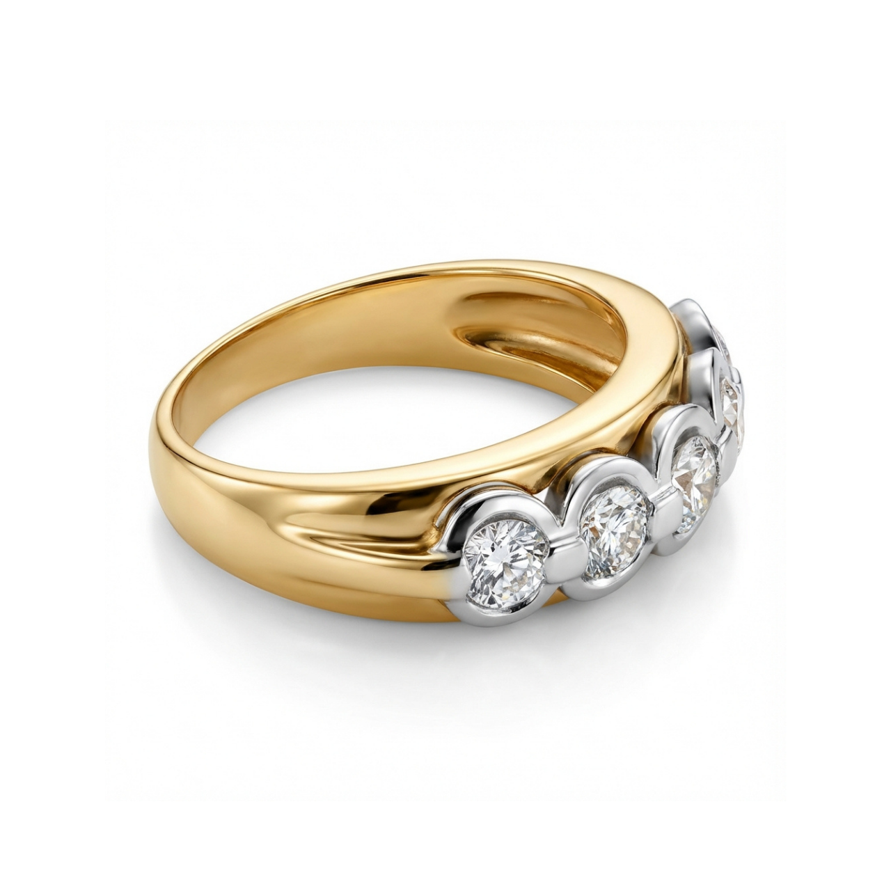 Anello con diamanti in oro giallo e bianco_3