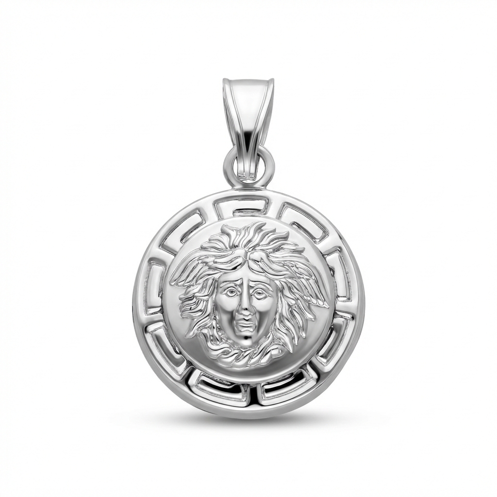 Anhänger „Medusenkopf“ aus Weißgold