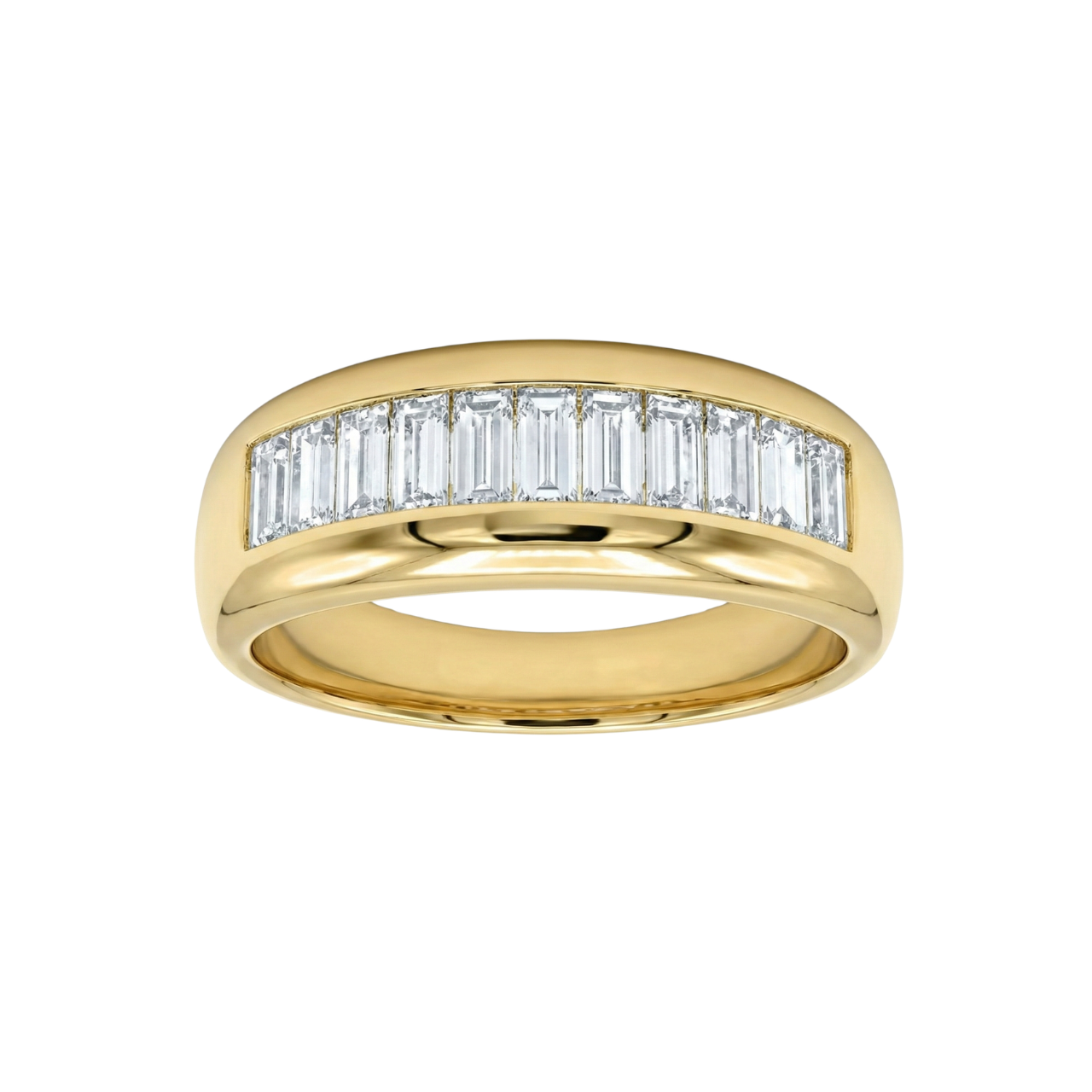 Anello in oro giallo con diamanti taglio baguette_1