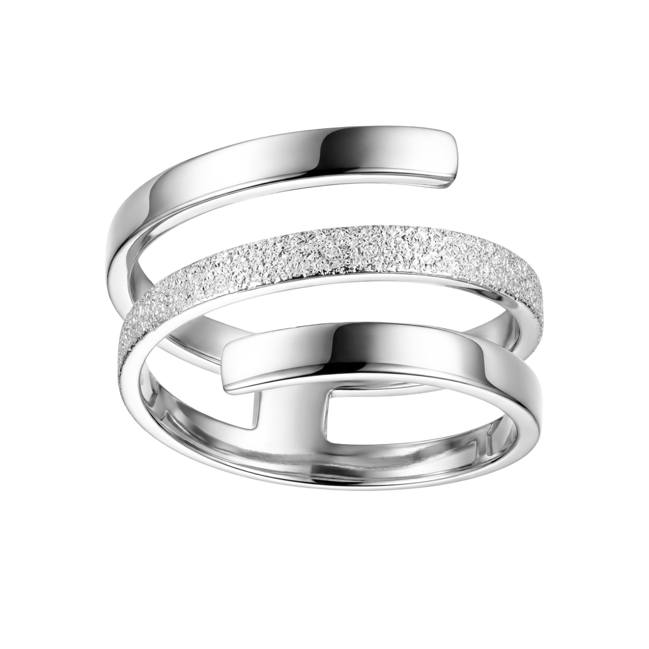 Weißgoldring mit diamantierter Oberfläche