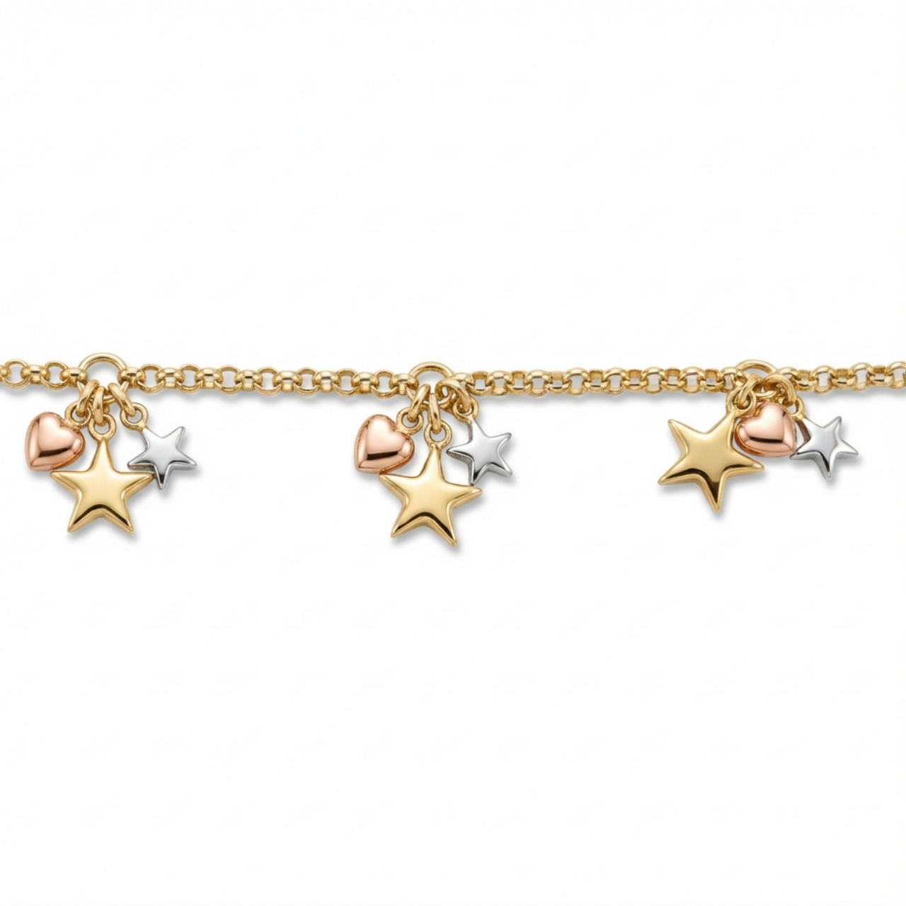 Bracciale tre ori con stelle e cuori_2