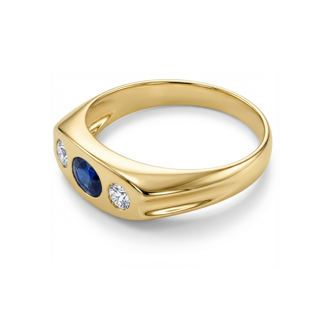 Anello oro giallo con zaffiro e diamanti_2