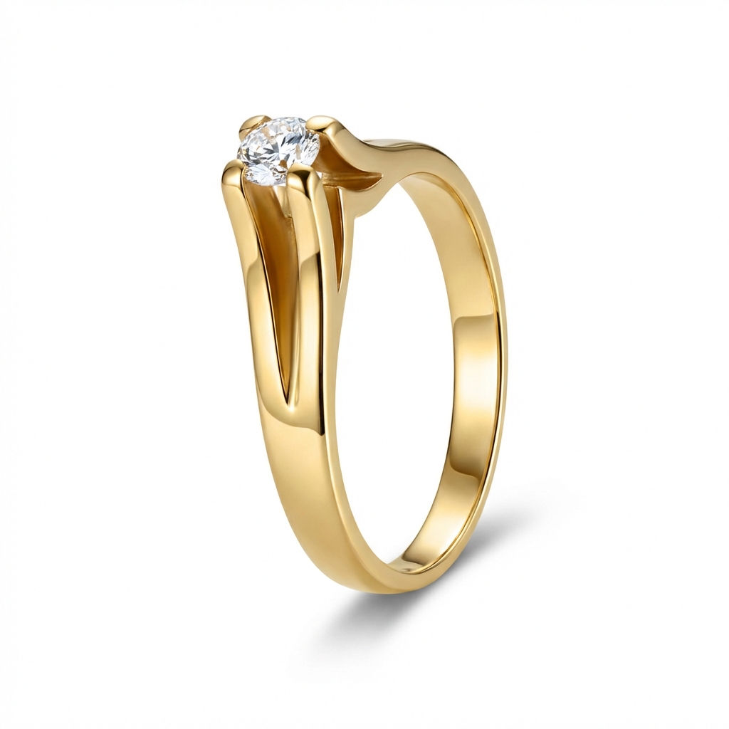 Anello solitario in oro giallo con diamante_2