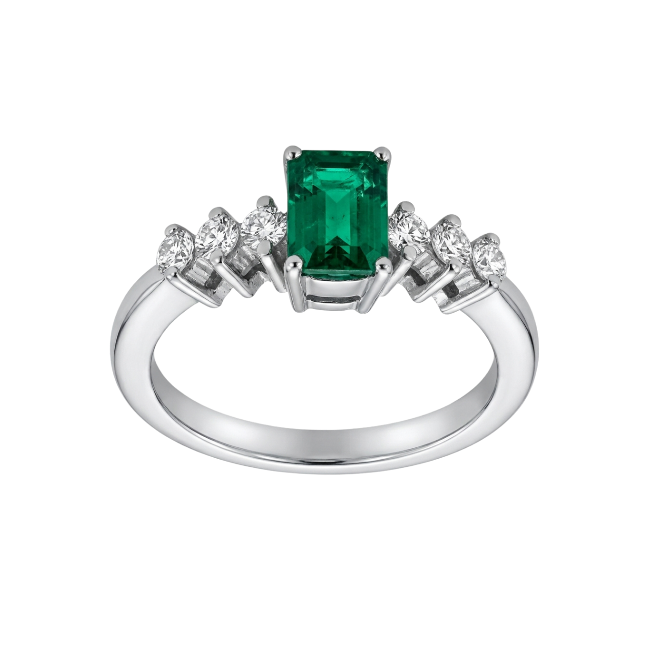 Anello oro bianco con smeraldo e diamanti_1