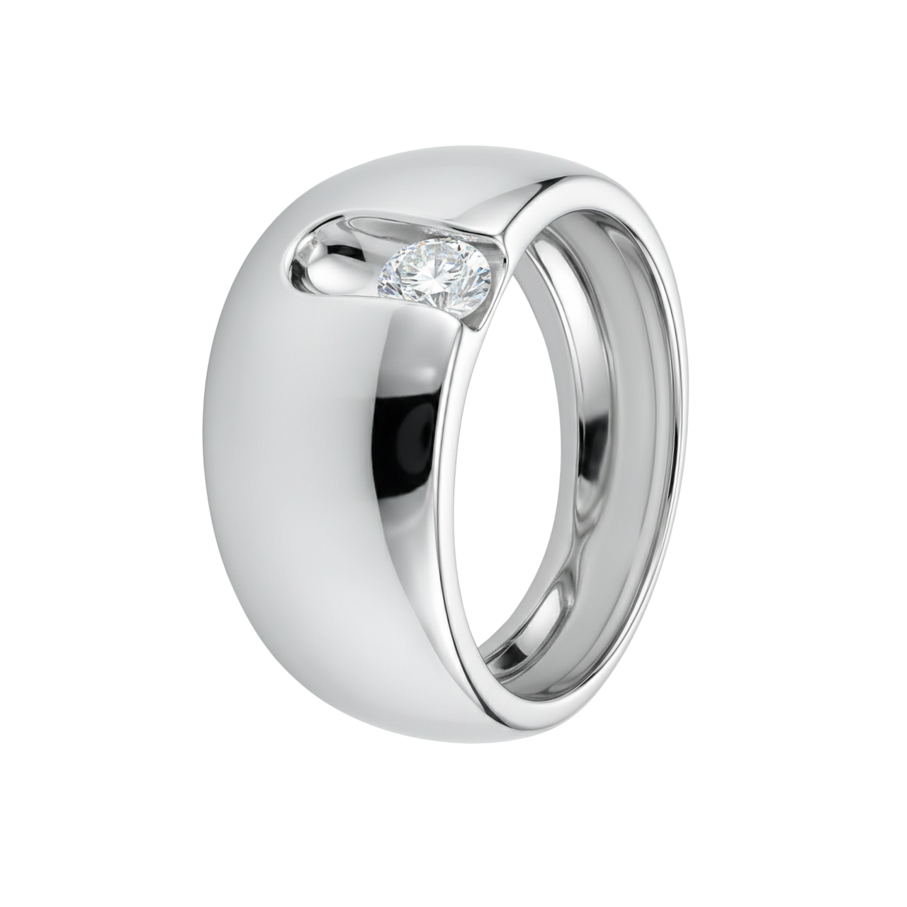 Anello a fascia in oro bianco con diamante_2