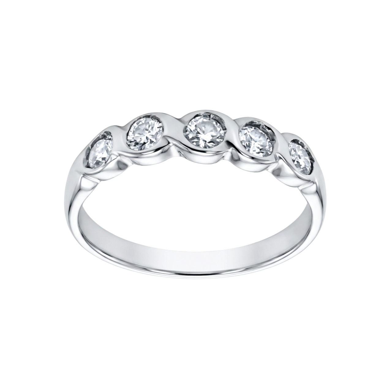 Weißgold-Verlobungsring mit 5 Diamanten – 18 Karat