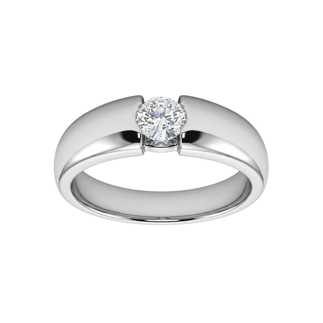 Weißgold-Solitärring mit Diamant