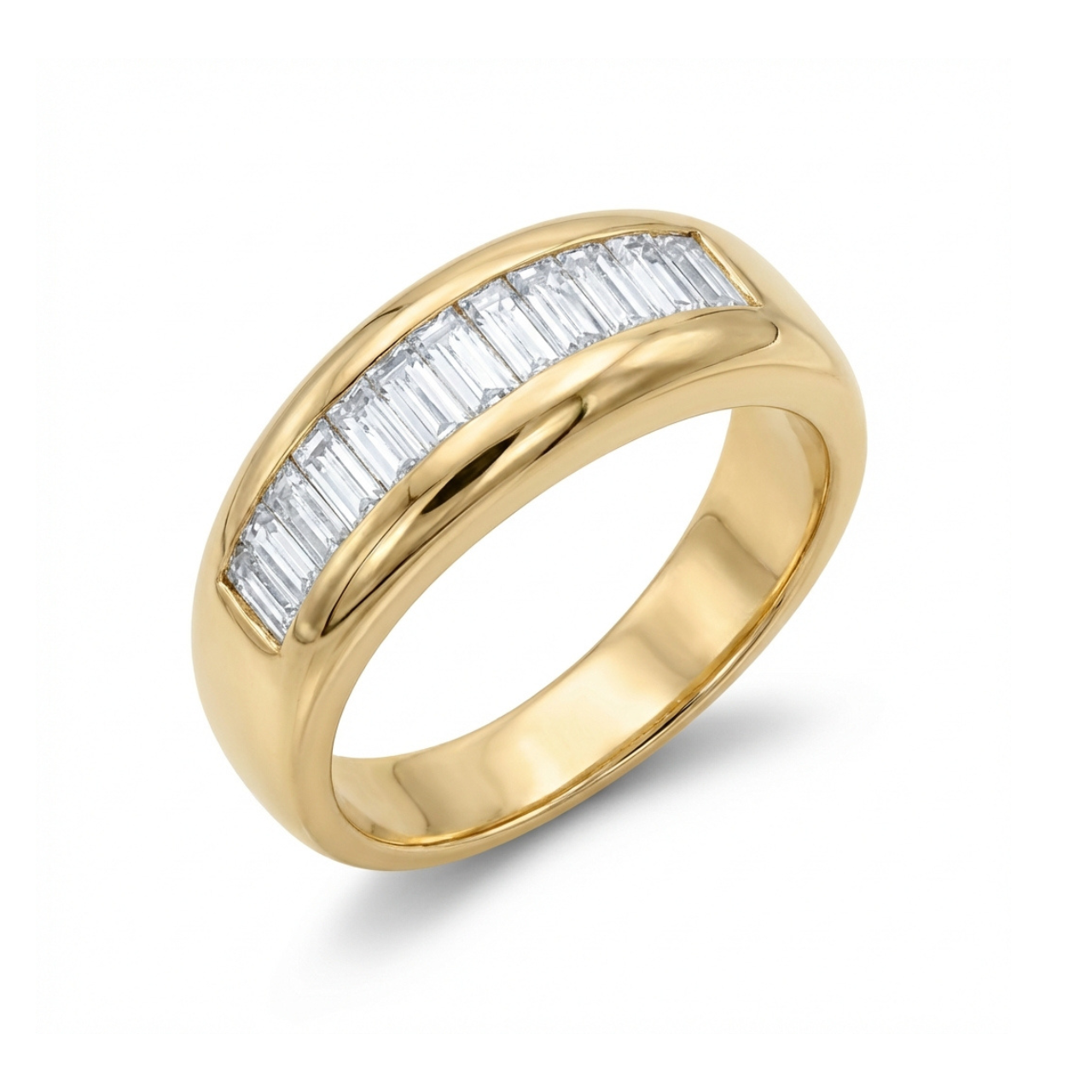 Anello in oro giallo con diamanti taglio baguette_2