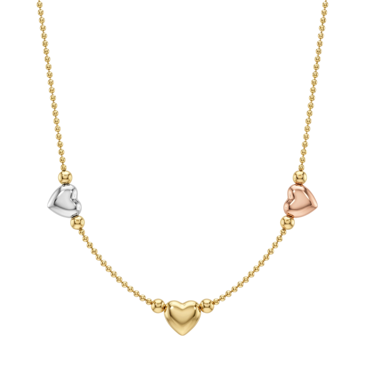 Collana tre ori a palline con cuori_3