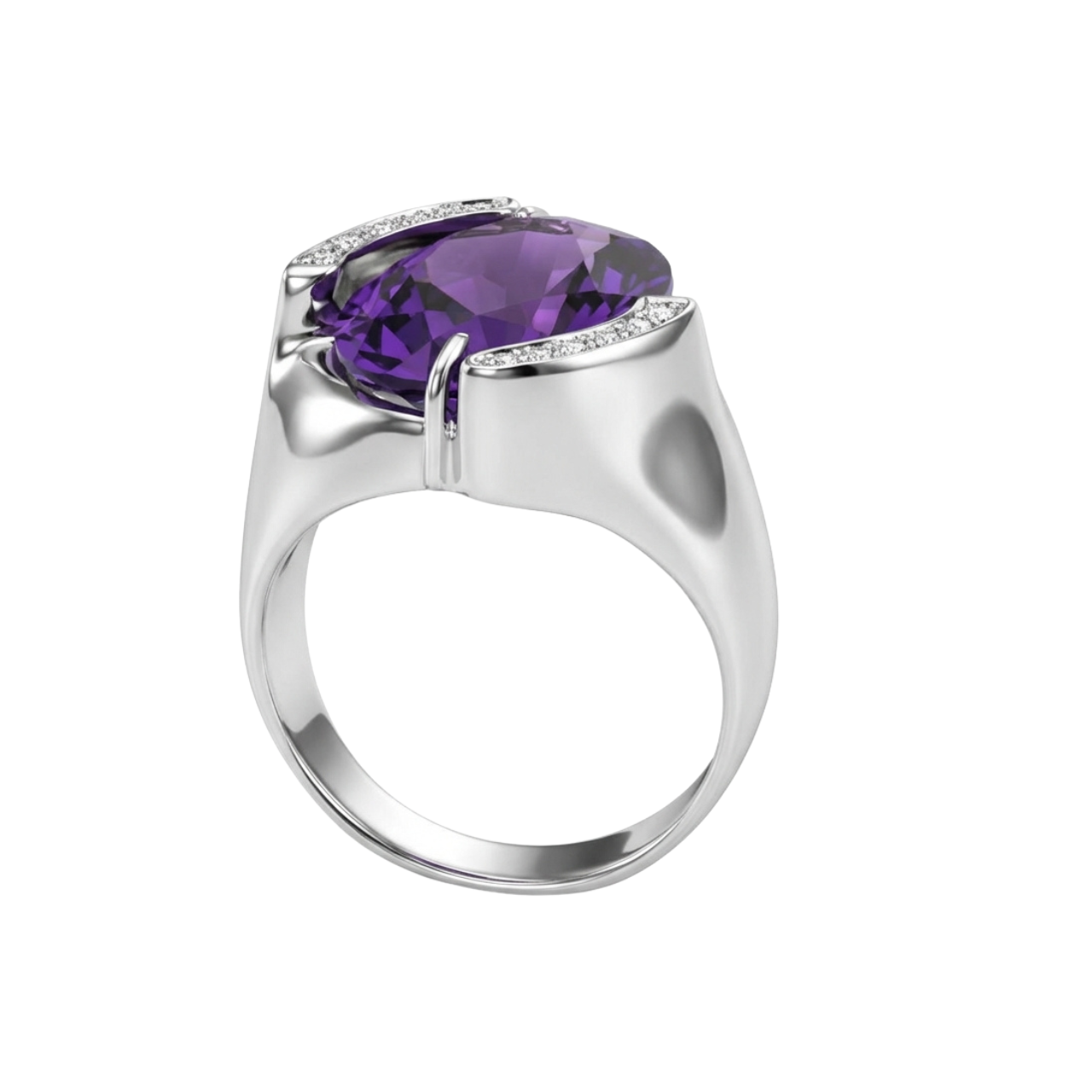 Anello oro bianco con ametista e diamanti_3