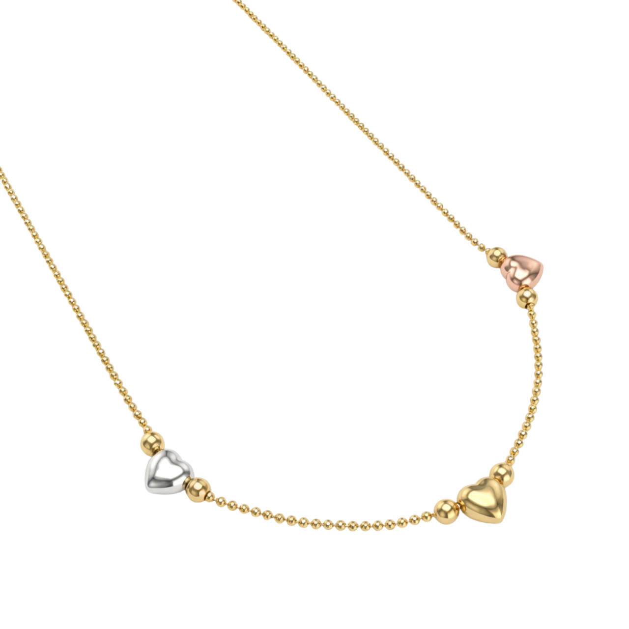 Collana tre ori a palline con cuori_4