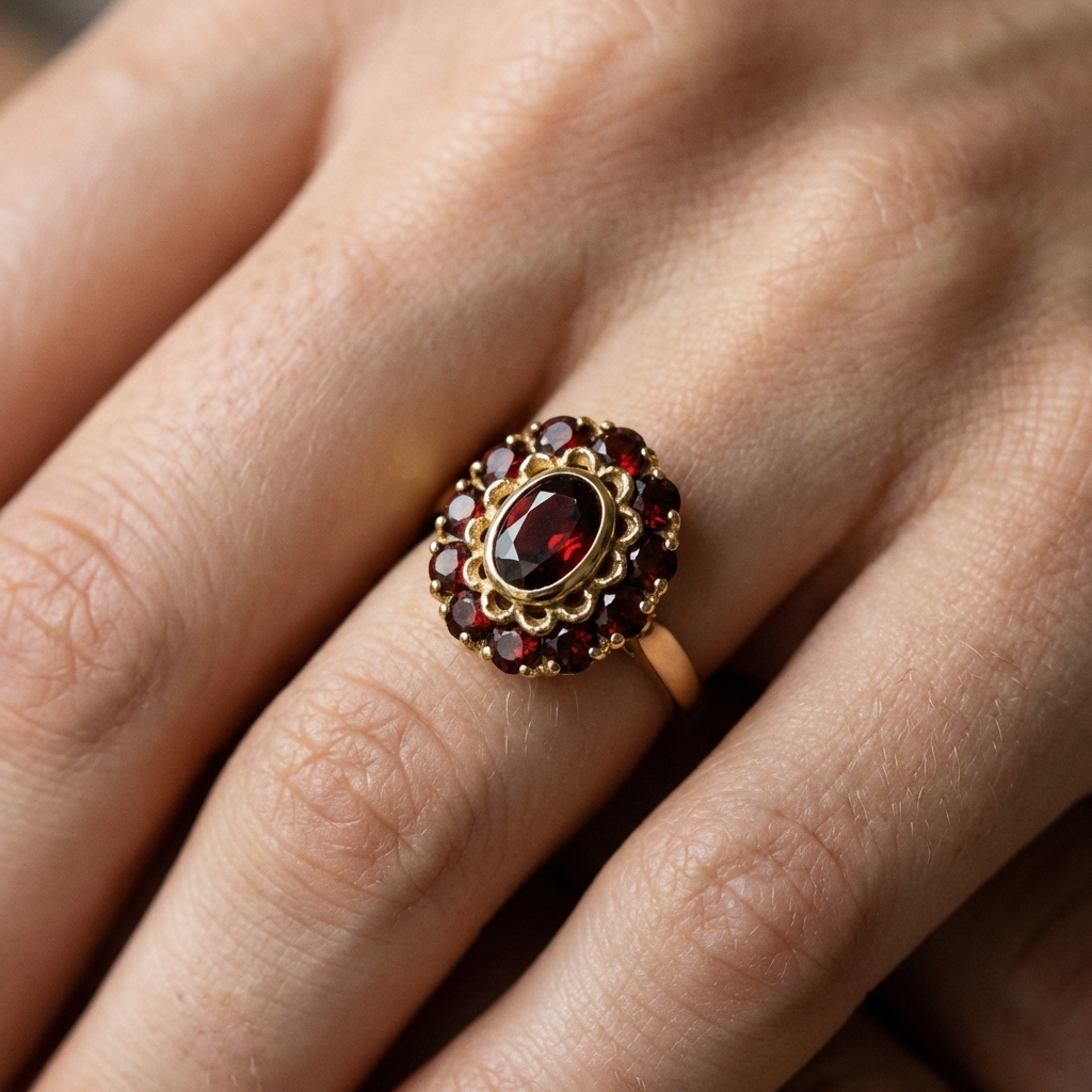 Anello oro giallo con granati_4