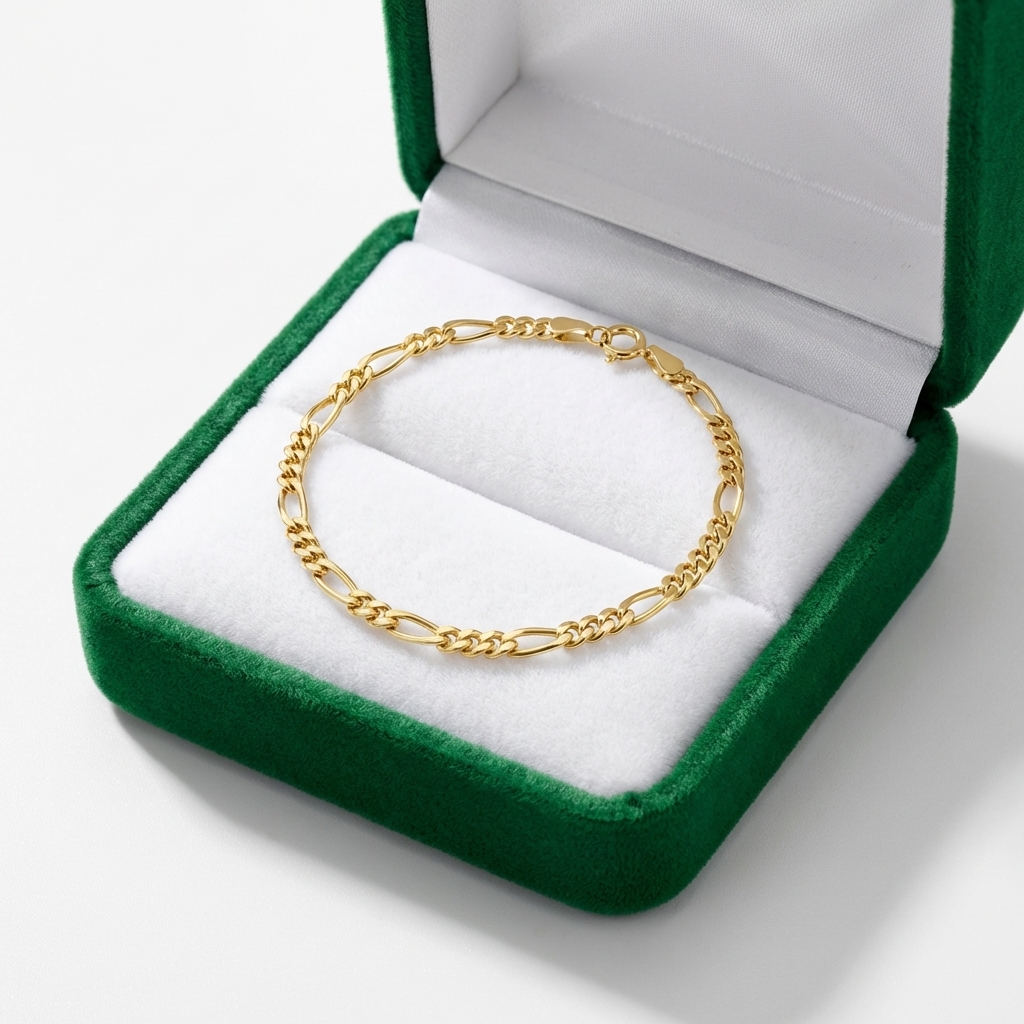 Bracciale figaro 3+1 in oro giallo_4