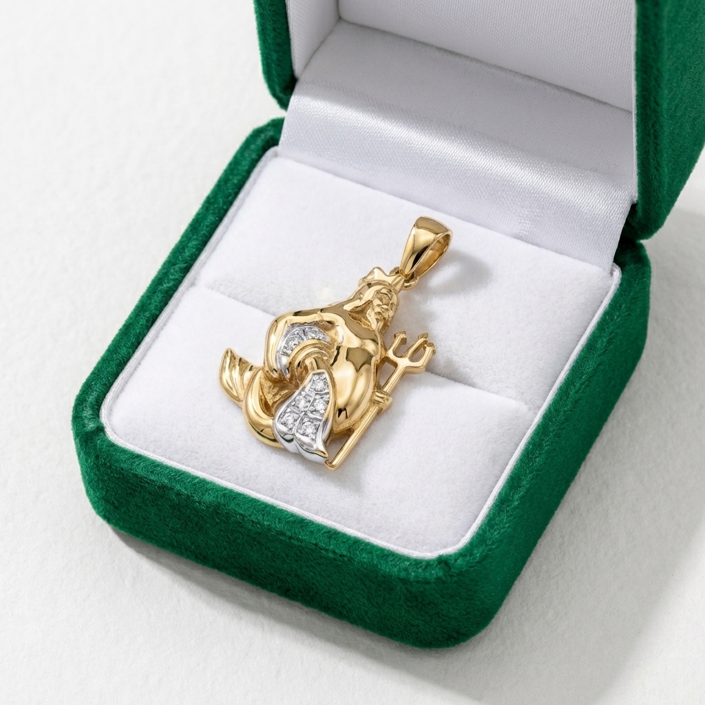 Ciondolo nettuno in oro giallo con diamanti_3