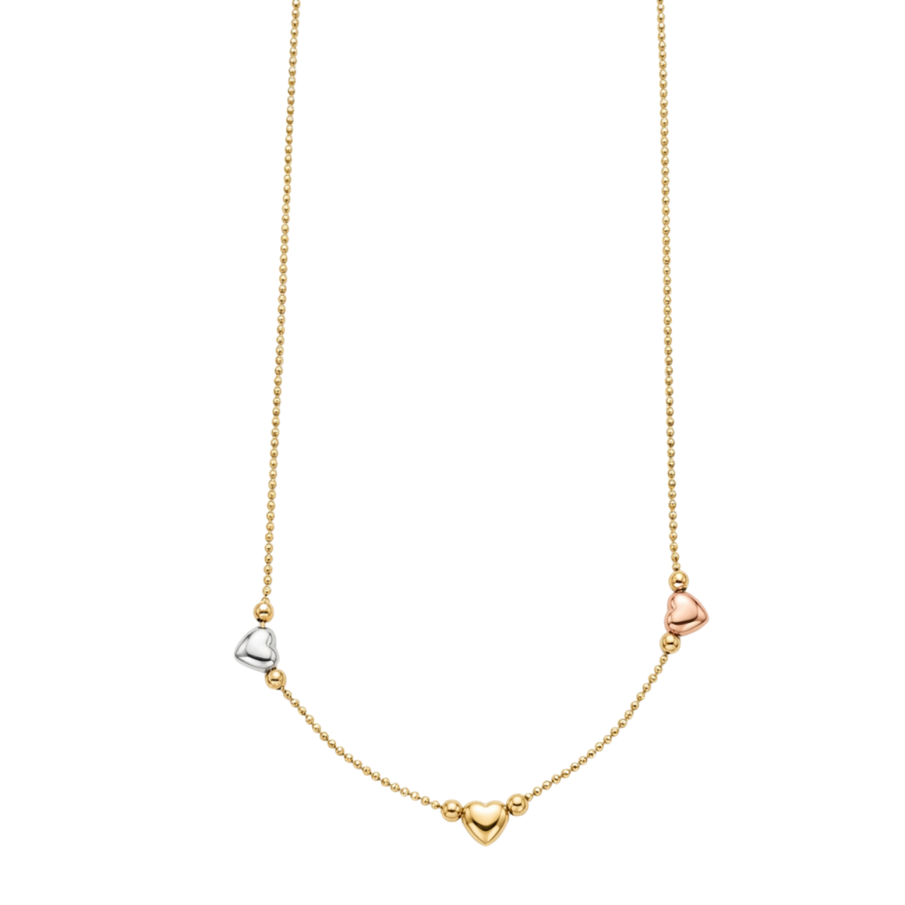 Collana tre ori a palline con cuori